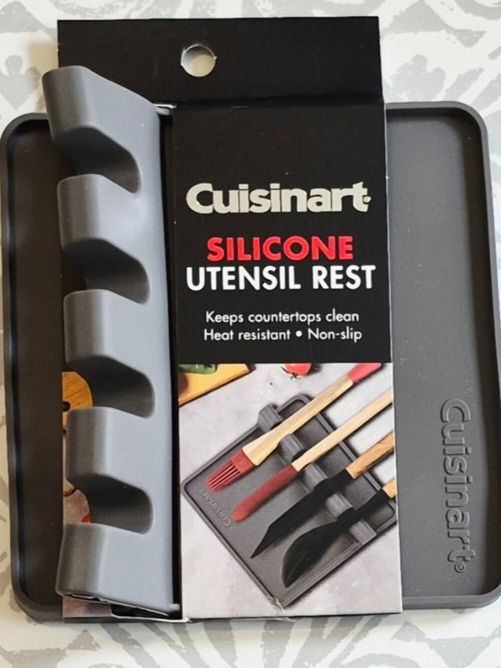 Cuisinart-Silicone Utensil Rest-Gray-5.5”-Holds 4 Utensils-Durable Lot of 2